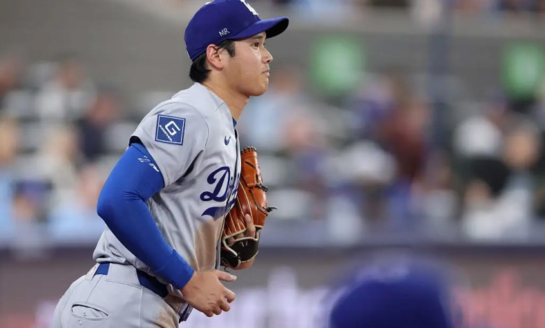 TORONTO, ON - APRIL 08: Shohei Ohtani #17 of the Los Angeles Dodgers takes the field to pitch in the third inning during the game between the Los Angeles Dodgers and the Toronto Blue Jays at Rogers Centre on Wednesday, April 8, 2026 in Toronto, Ontario, Canada. (Photo by Michael Chisholm/MLB Photos via Getty Images)