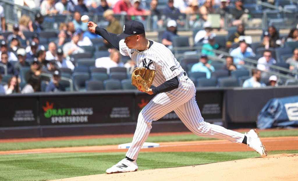 Yankees pitcher Will Warren (29) throws a pitch during the first inning when the New York Yankees played the Kansas City Royals Saturday, April 18, 2026 at Yankee Stadium in the Bronx, NY. 