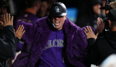 Colorado Rockies' wear purple faux fur coat for home run celebrations