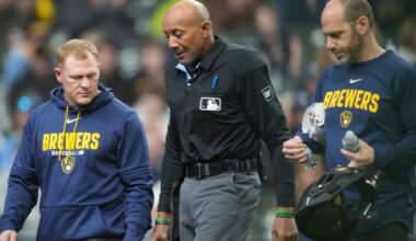 Umpire C.B. Bucknor leaves Rays-Brewers game after foul tip hits him in face mask