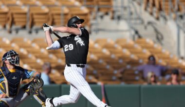 Former Savannah Banana Tristan Peters lining up his shot in White Sox outfield