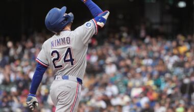 Nimmo hits leadoff homer, deGrom works 4 scoreless innings as Rangers beat Mariners 5-0