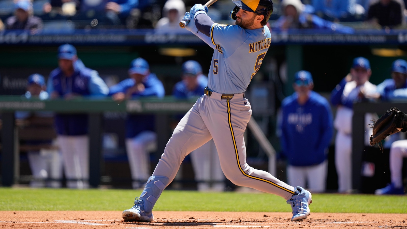 Mitchell provides all the Brewers offense in 5-2 win over Royals to open their split doubleheader