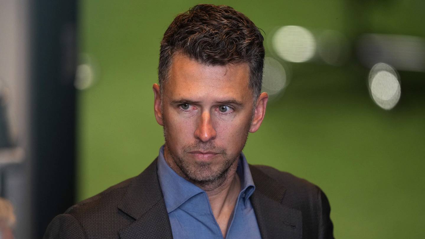 Apr 25, 2026; San Francisco, California, USA; San Francisco Giants president of baseball operations Buster Posey before the game against the Miami Marlins at Oracle Park. Mandatory Credit: Darren Yamashita-Imagn Images