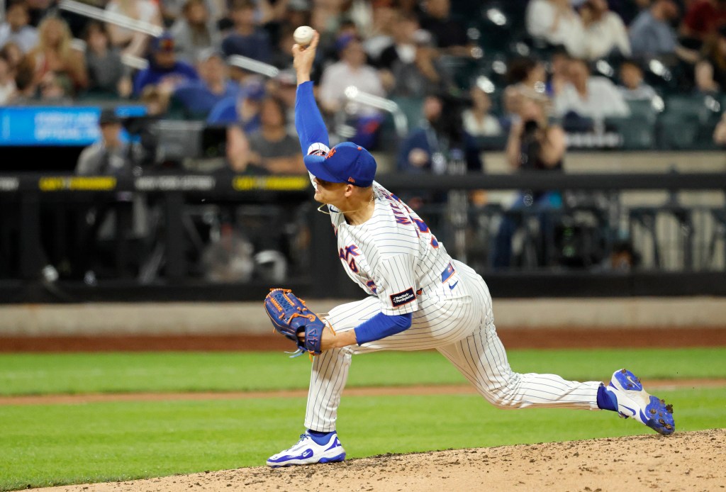 New York Mets pitcher Tobias Myers throws a pitch in the fifth inning.