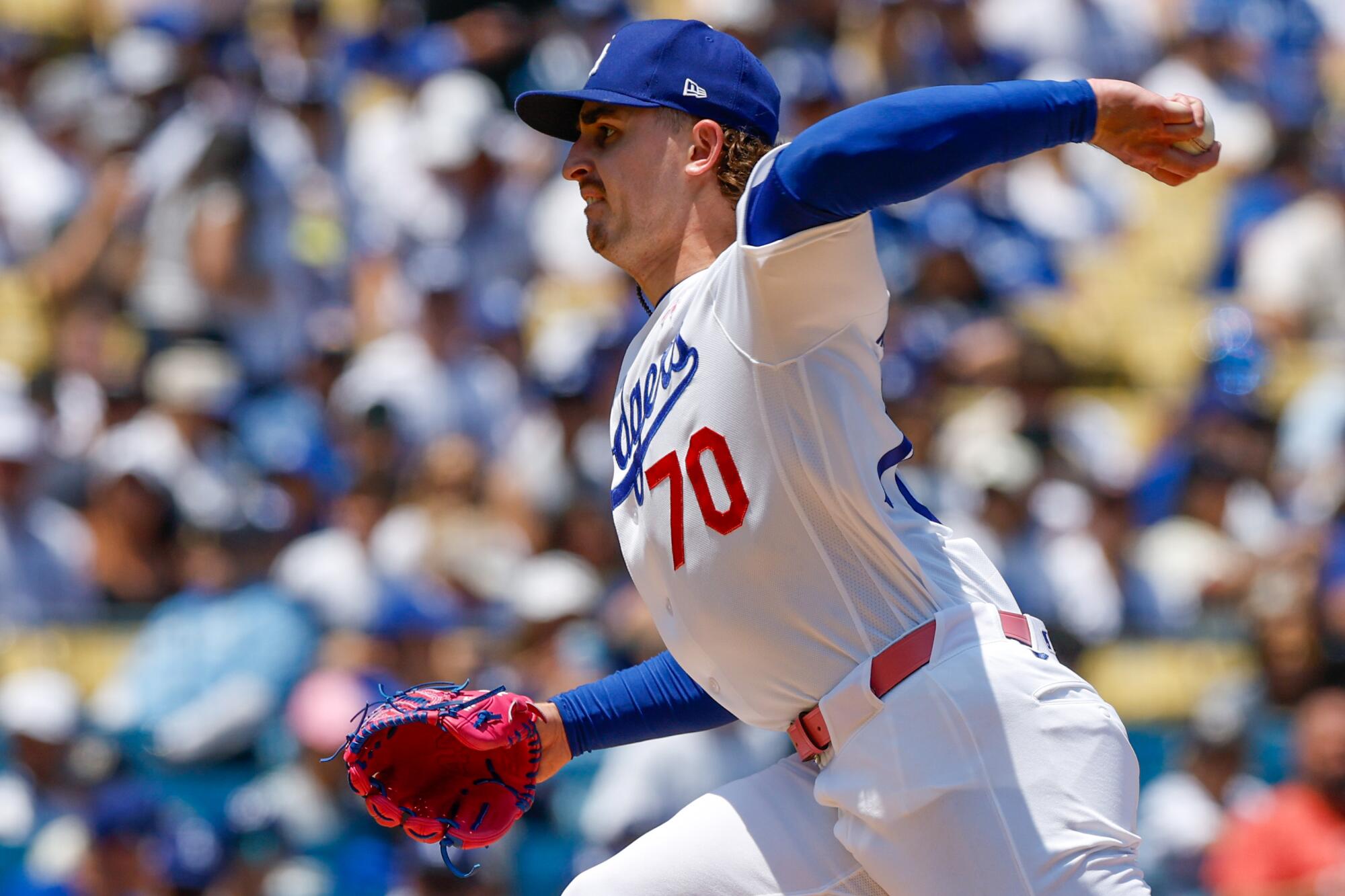 Dodgers pitcher Justin Wrobleski pitched 8⅔ innings against the Braves on Sunday.