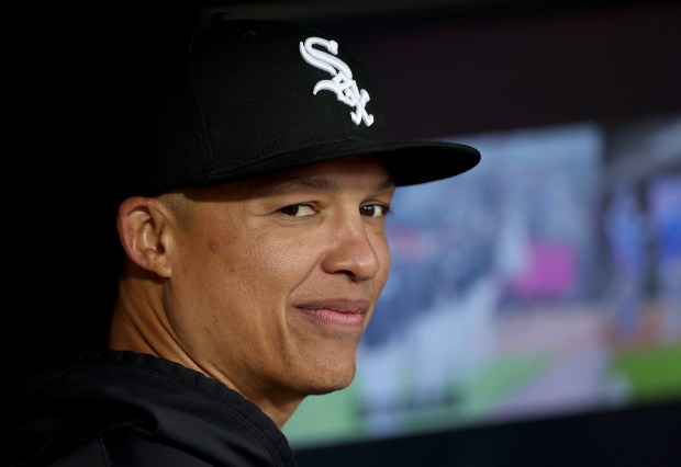 White Sox manager Will Venable looks out from the dugout before a game against the Royals on Tuesday, May 12, 2026, at Rate Field. (Chris Sweda/Chicago Tribune)