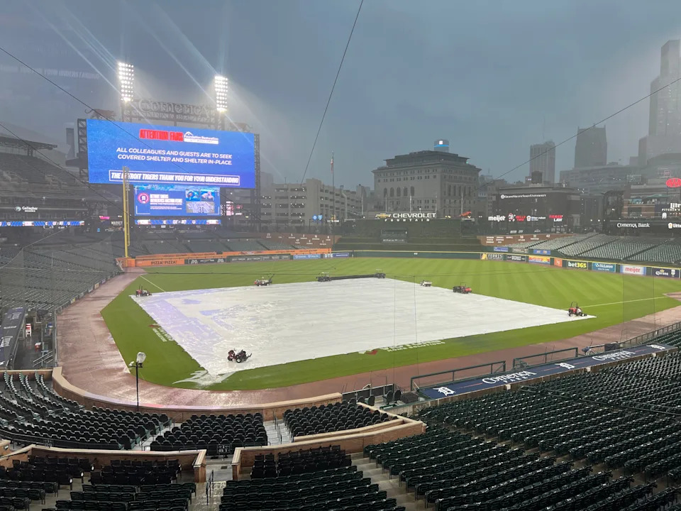 Comerica Park, home of the Detroit Tigers, on May 18, 2026, in Detroit, Michigan.