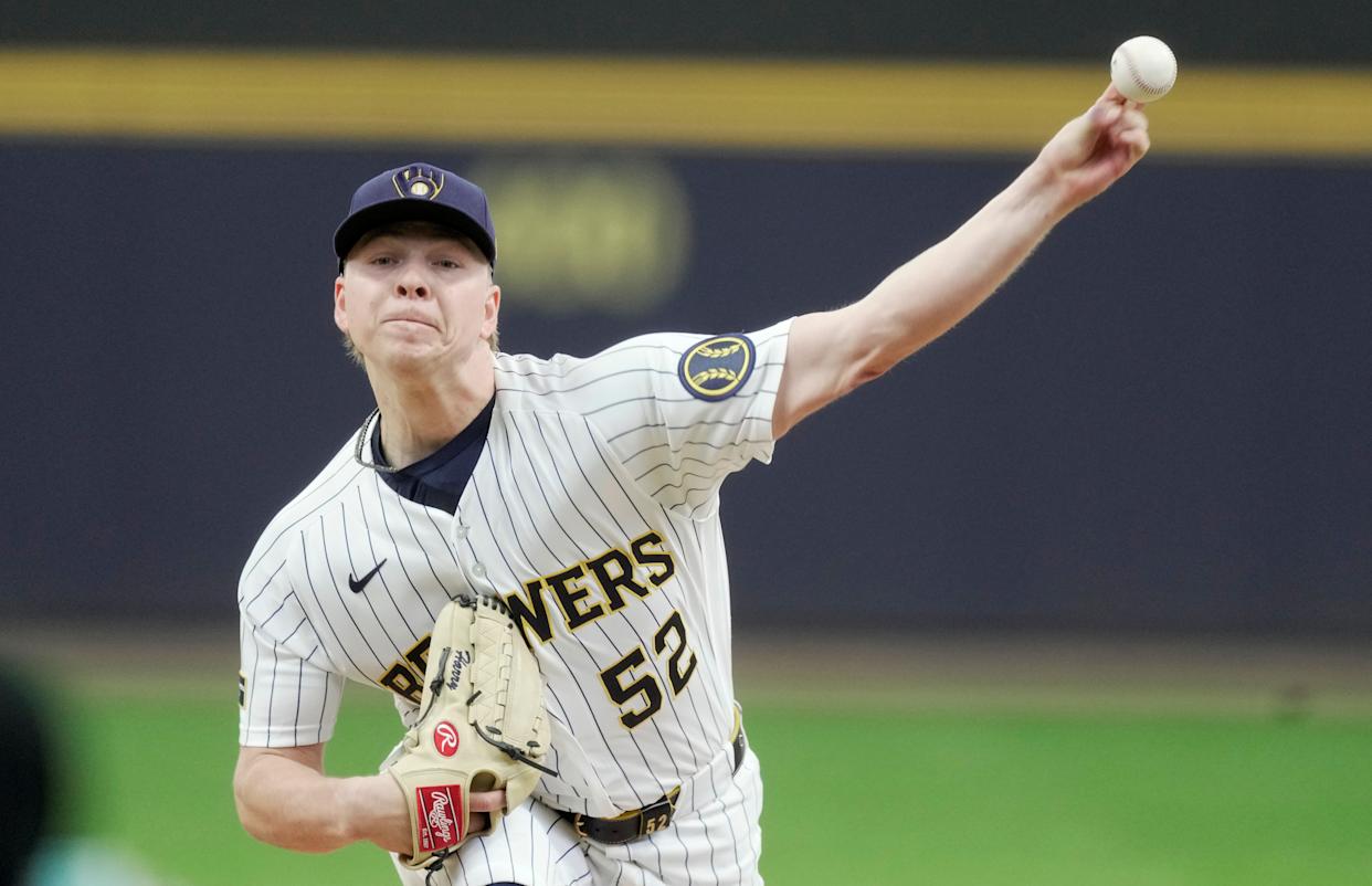 Brewers starting pitcher Kyle Harrison put together the best outing of his career against the Pirates as he allowed just one hit with one walk and 12 strikeouts in six innings of work Sunday, April 26 at American Family Field.



Mark Hoffman/Milwaukee Journal Sentinel