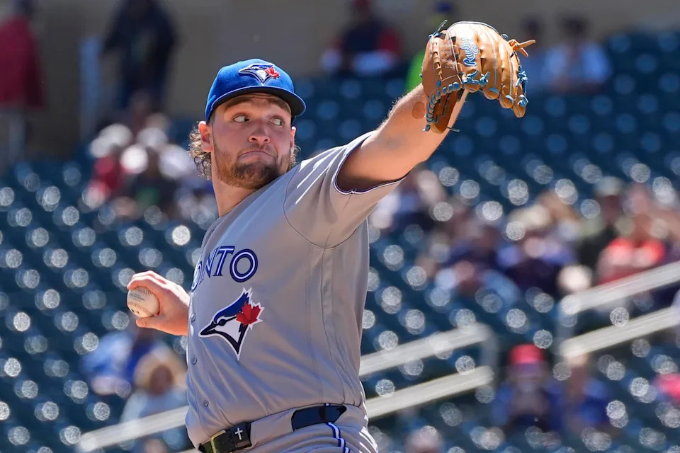 Toronto Blue Jays starting pitcher Trey Yesavage throws during a game against the Minnesota Twins on May 3 at Target Field in Minneapolis. | Bruce Kluckhohn/Imagn Images.
