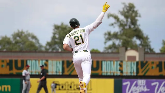 Tyler Soderstrom rounds the bases after a home run