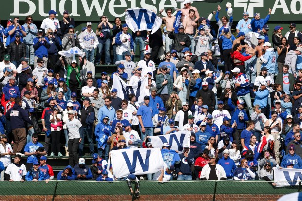 Fans celebrate after the Chicago Cubs defeated the Arizona Diamondbacks 8-4 at Wrigley Field on May 3, 2026. (Eileen T. Meslar/Chicago Tribune)