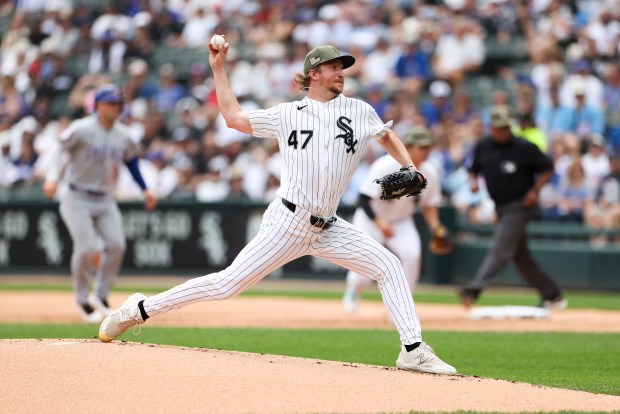 Chicago White Sox pitcher Erick Fedde (47) pitches during the first inning at Rate Field on May 17, 2026. (Eileen T. Meslar/Chicago Tribune)