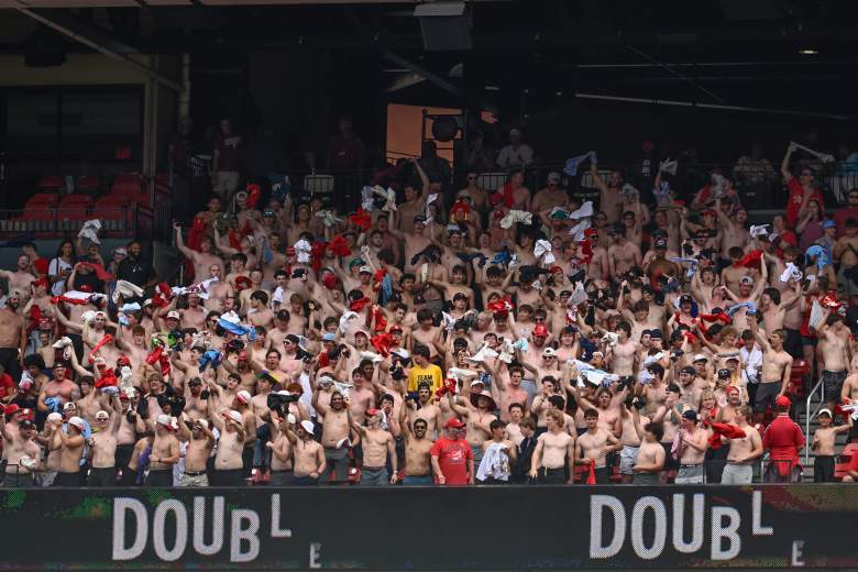 St. Louis Cardinals shirtless fans tarps off