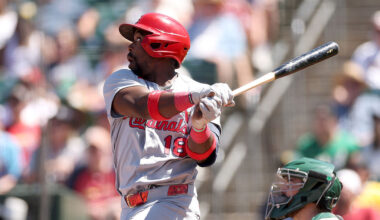 SACRAMENTO, CALIFORNIA - MAY 14: Jordan Walker #18 of the St. Louis Cardinals hits a double that scored a run against the Athletics during the ninth inning at Sutter Health Park on May 14, 2026 in Sacramento, California. (Photo by Ezra Shaw/Getty Images)