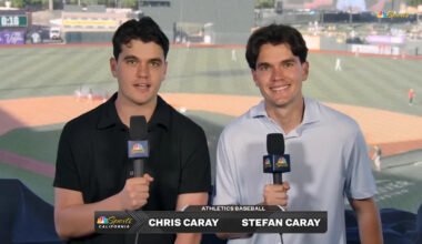 Chris and Stefan Caray make Athletics broadcast debut