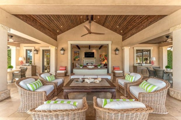 Covered patio on the property.