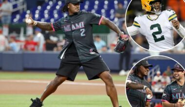 Dolphins' Malik Willis throws horrendous first pitch at Marlins game