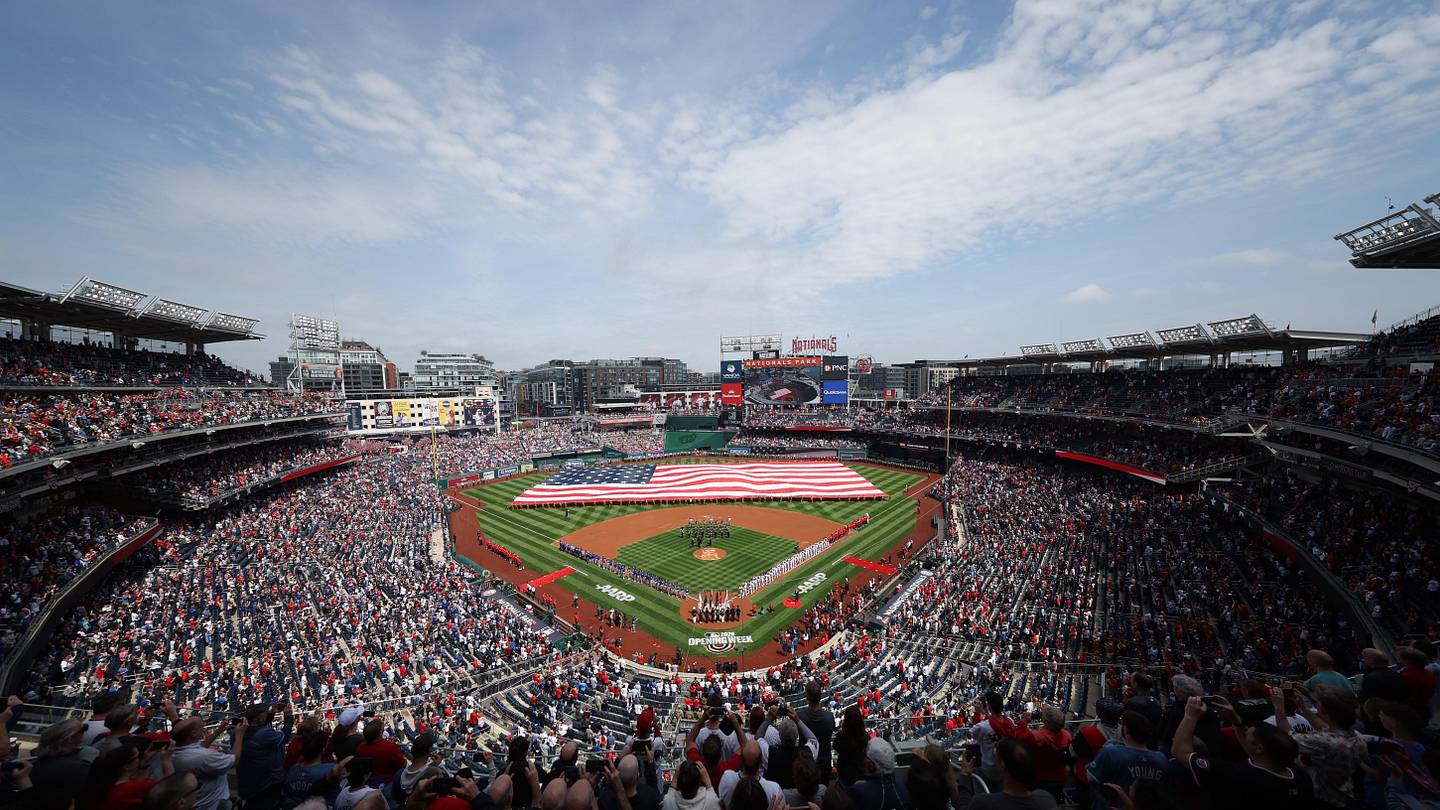 Apr 3, 2026; Washington, District of Columbia, USA; A general view of Opening Day at Nationals Park prior to the Nationals’ game against the Los Angeles Dodgers. Mandatory Credit: Geoff Burke-Imagn Images