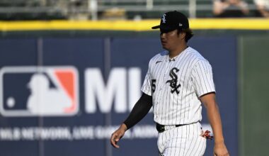 May 27, 2026; Chicago, Illinois, USA;  Chicago White Sox first baseman Munetaka Murakami (5) during warmups before the game against the Minnesota Twins at Rate Field. Mandatory Credit: Matt Marton-Imagn Images