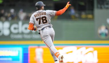 Jun 3, 2026; Milwaukee, Wisconsin, USA;  San Francisco Giants right fielder Victor Bericoto (78) rounds the bases after hitting a home run during the fifth inning against the Milwaukee Brewers at American Family Field. Mandatory Credit: Jeff Hanisch-Imagn Images