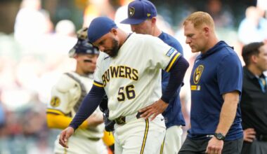 Brewers relievers DL Hall and Grant Anderson leave with injuries during 12-9 loss to Giants