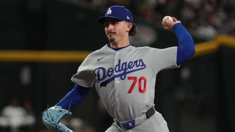 Los Angeles Dodgers pitcher Justin Wrobleski throws against the Arizona...
