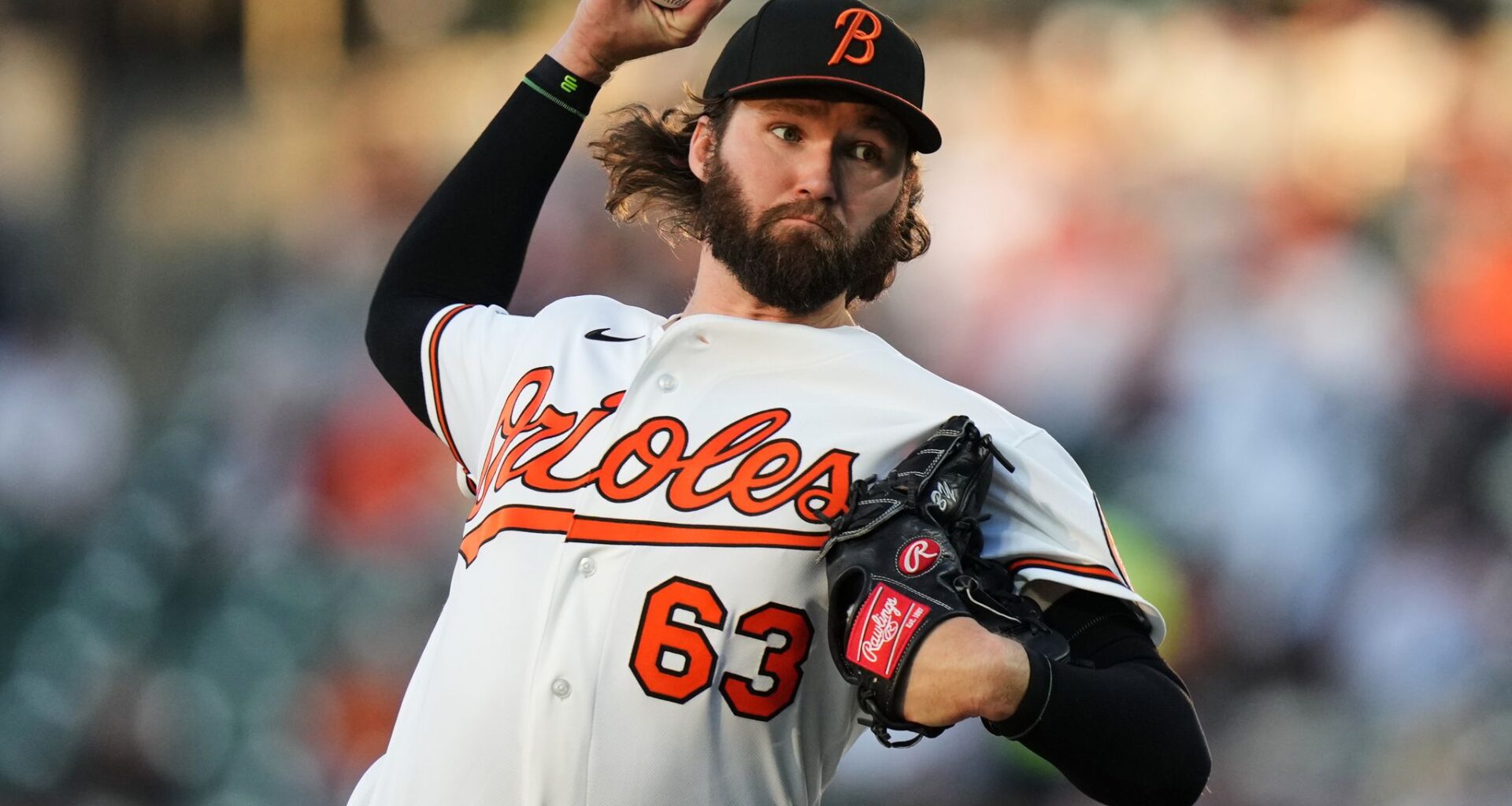 Baltimore Orioles starting pitcher Brandon Young delivers during the third inning of a baseball game against the New York Yankees, Monday, May 11, 2026, in Baltimore. (AP Photo/Stephanie Scarbrough)
