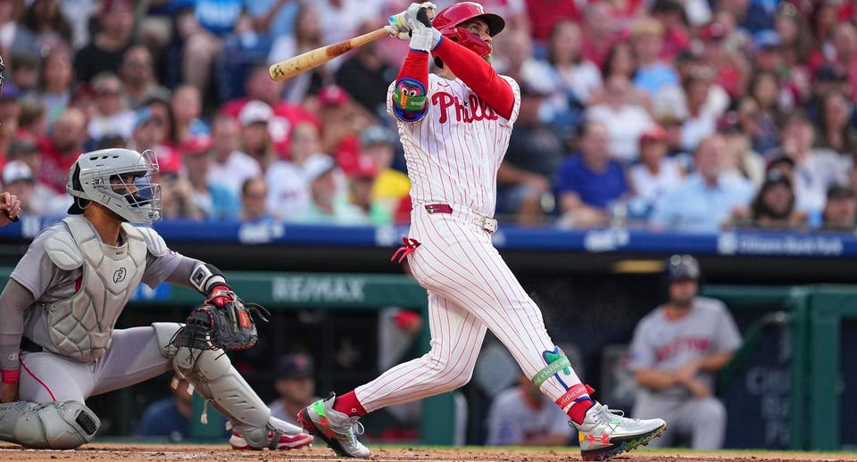 Bryce Harper hits a home run.