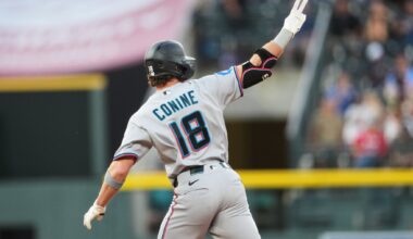Conine smashes 3-run homer, Alcantara improves to 6-0 in June as Marlins beat Rockies 10-7