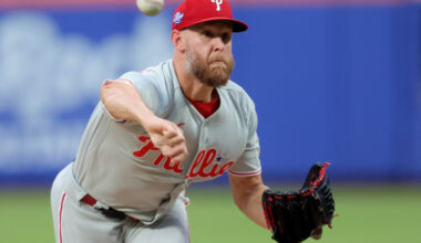 Philadelphia Phillies starting pitcher Zack Wheeler (45) pitches against the New York Mets during the third inning at Citi Field.