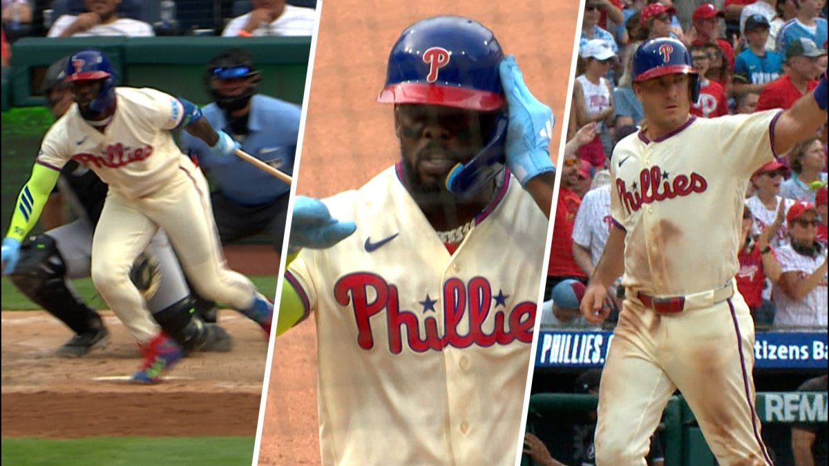 Adolis Garcia pokes one through the right side to score J.T. Realmuto – NBC Sports Philadelphia