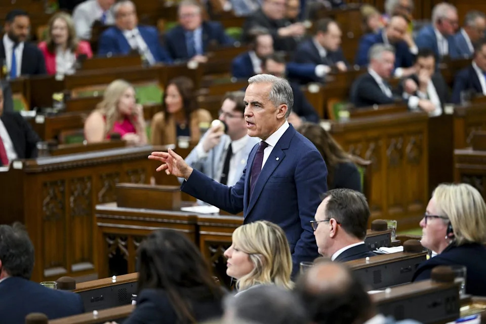 Prime Minister Mark Carney rises during question period in the House of Commons on Parliament Hill in Ottawa on Wednesday, June 3, 2026. THE CANADIAN PRESS/Spencer Colby