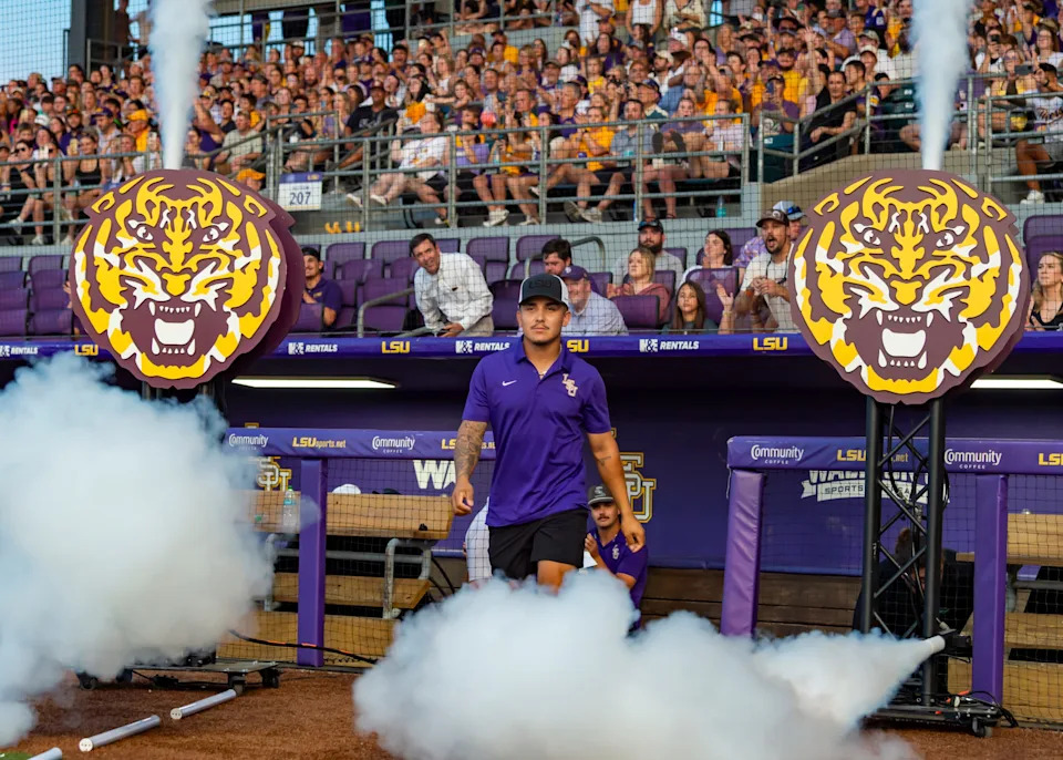 Steven Milam, LSU Baseball celebrates the 2025 College World Series championship with a ceremony at Alex Box Stadium, Skip Bertman Field. Wednesday, June 25, 2025.
