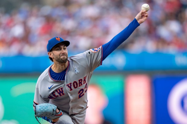 Mets starter David Peterson delivers against the Phillies on June 21, 2026, in Philadelphia. (Chris Szagola/AP)