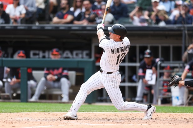 Chicago White Sox shortstop Colson Montgomery (12) hits a home run in the seventh inning against the Detroit Tigers at Rate Field on May 31, 2026. (Eileen T. Meslar/Chicago Tribune)