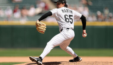 CHICAGO, ILLINOIS - MAY 28: Davis Martin #65 of the Chicago White Sox delivers a pitch against the Minnesota Twins during the sixth inning at Rate Field on May 28, 2026 in Chicago, Illinois. (Photo by Michael Reaves/Getty Images)
