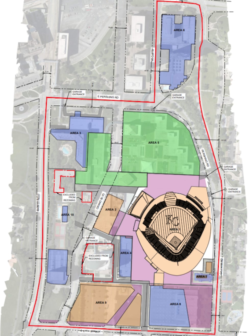 The Royals' preliminary plans for the Crown Center Ballpark District includes 10 different...