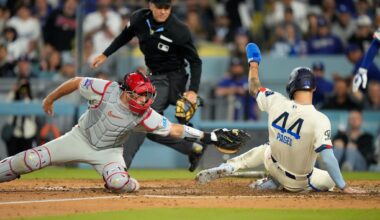 Phillies catcher J.T. Realmuto exits game vs. Dodgers with left wrist contusion after HBP