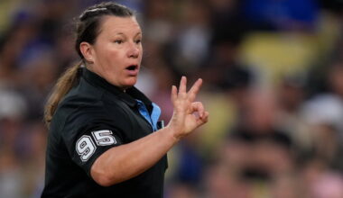 Jen Pawol umpires Angels-Dodgers game