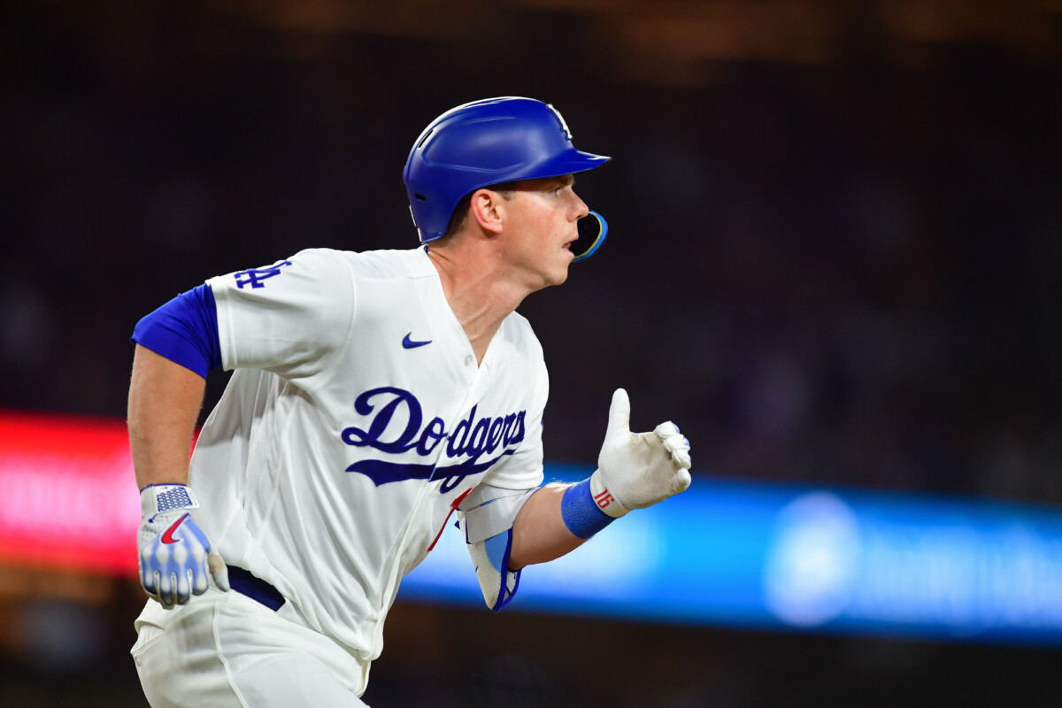 May 29, 2026; Los Angeles, California, USA; Los Angeles Dodgers catcher Will Smith (16) runs after hitting a solo home run against the Philadelphia Phillies during the fifth inning at Dodger Stadium. Mandatory Credit: Gary A. Vasquez-Imagn Images