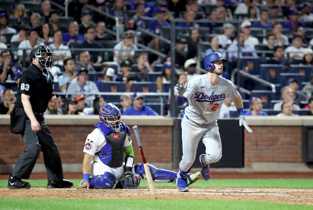 Los Angeles Dodgers right fielder Kyle Tucker #23 tosses his bat after he hits a two-run home run during the eighth inning on July 24, 2026.
