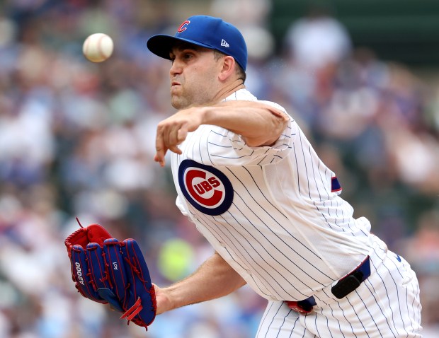 Cubs starter Matthew Boyd delivers against the Twins in the third inning on July 18, 2026, at Wrigley Field. (Chris Sweda/Chicago Tribune)