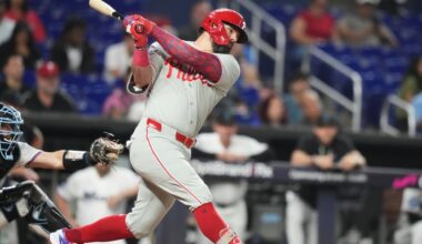 Phillies DH Kyle Schwarber out of starting lineup, expected to miss game in Miami due to illness
