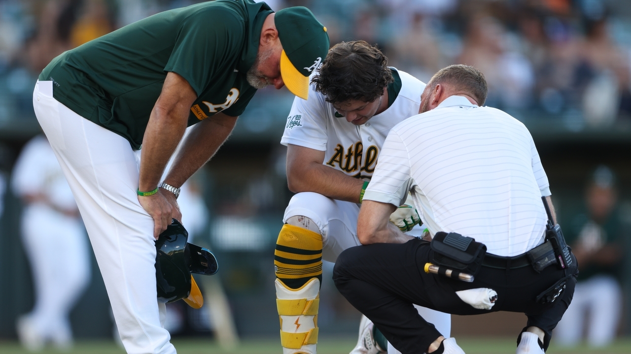 Athletics' Nick Kurtz leaves game vs. Red Sox with bruised left forearm after HBP