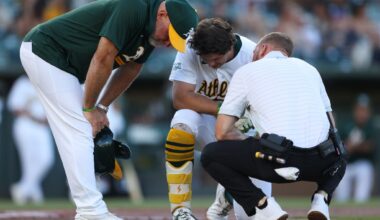 Athletics' Nick Kurtz leaves game vs. Red Sox with bruised left forearm after HBP, getting MRI