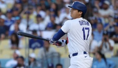 Shohei Ohtani of the LA Dodgers hits his 300th career Major League Baseball home run in the first inning of the home game against the Colorado Rockies. Los Angeles=Reuters Yonhap News