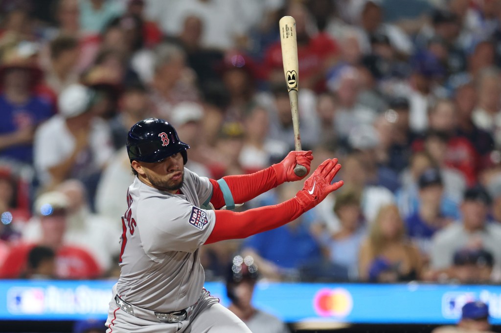 PHILADELPHIA, PENNSYLVANIA - JULY 14: Willson Contreras #40 of the Boston Red Sox singles to right field during the sixth inning of the 2026 MLB All-Star Game at Citizens Bank Park on July 14, 2026 in Philadelphia, Pennsylvania. 