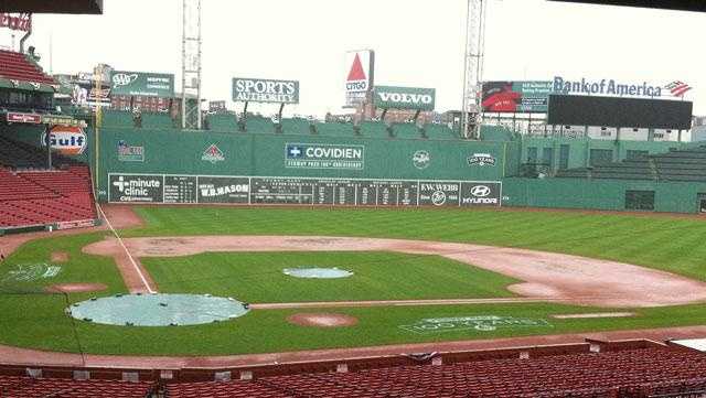 Red Sox game delayed due to downpours