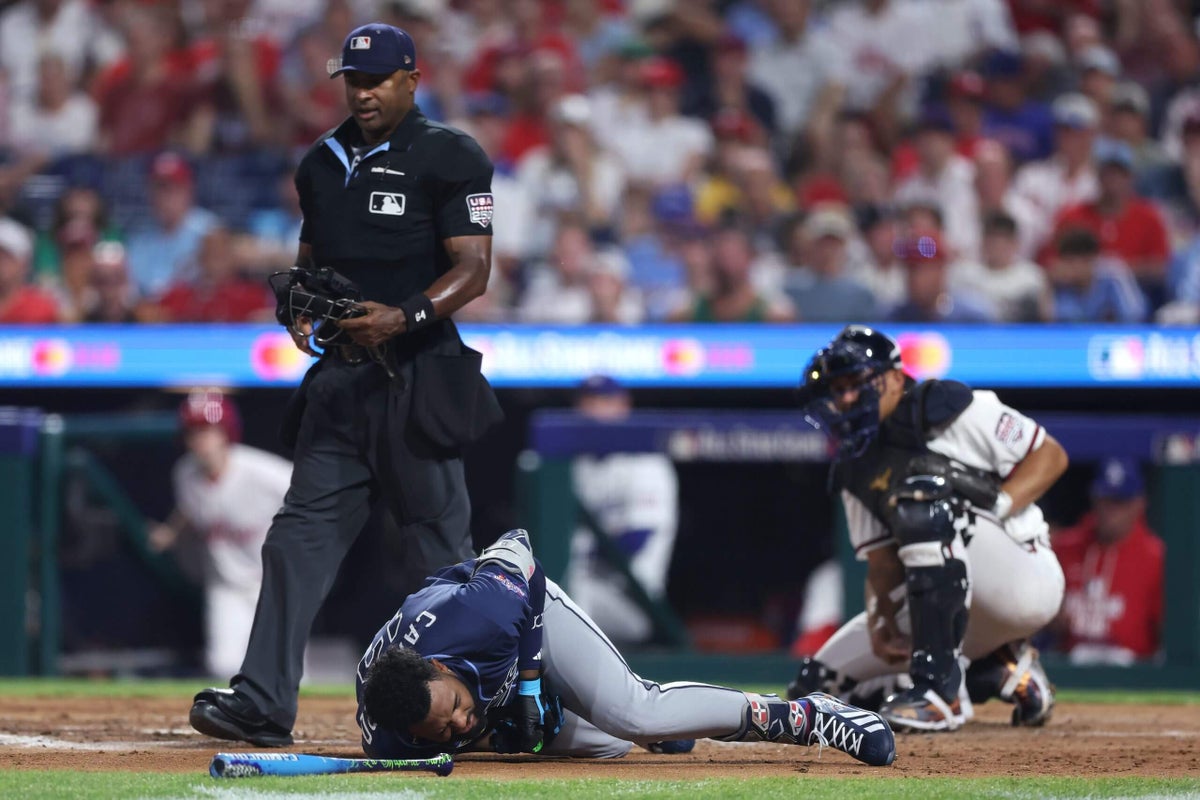 Rays’ Junior Caminero, hit-by-pitch in All-Star Game, gets a scare but avoids the worst